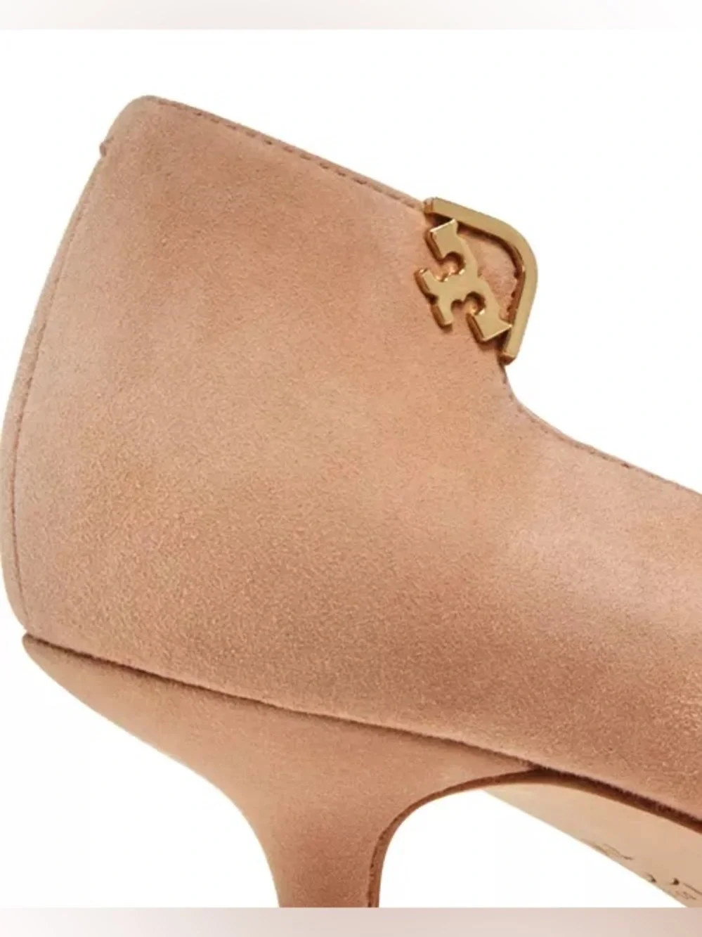 Tory Burch Elizabeth Suede Pointed Toe Pumps in Nude/Beige, Size 8.5